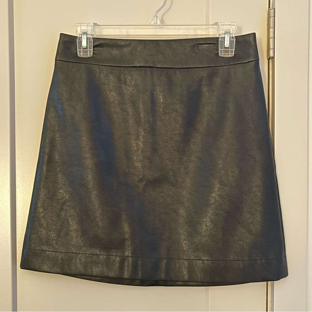 NWT J. Crew Classic Black Faux Leather Skirt, 4